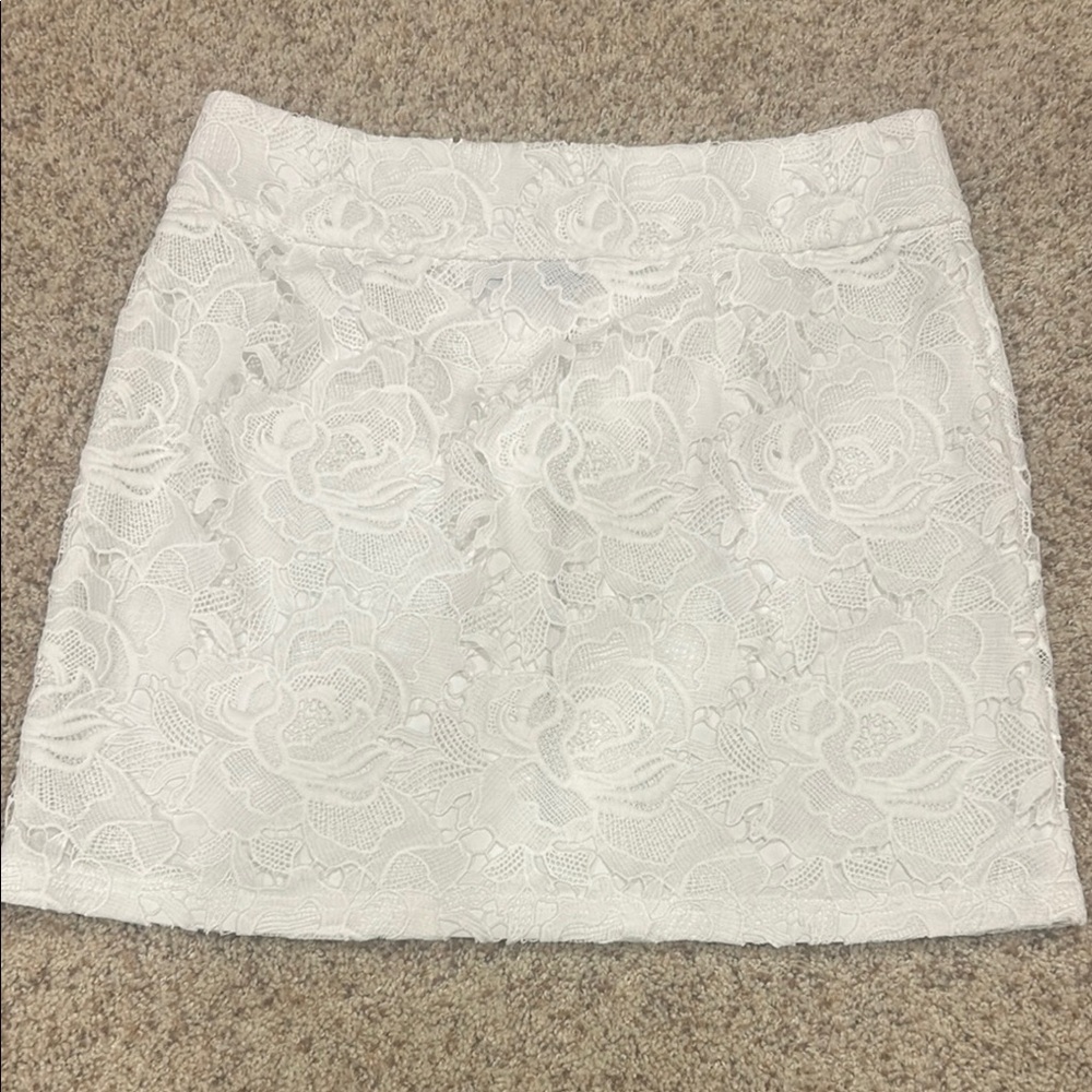 Inc International White Lace Skirt